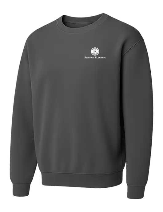 Comfort Colors Garment-Dyed Lightweight Dark Grey Fleece Crewneck Sweatshirt w/Rogers Electric Logo
