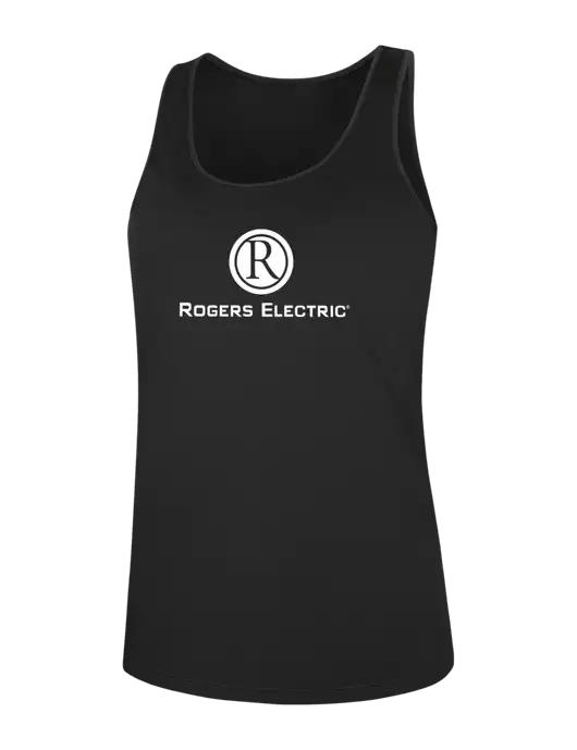 Womens Black PosiCharge Competitor Racerback Tank w/Rogers Electric Logo