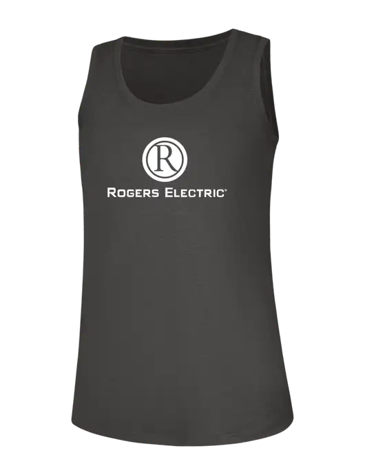 Womens Dark Grey Heather Perfect Tri Racerback Tank w/Rogers Electric Logo
