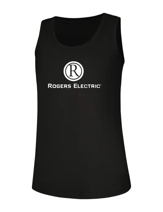 Womens Black Perfect Tri Racerback Tank w/Rogers Electric Logo