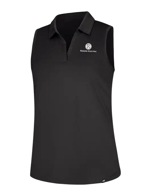 TravisMathew Womens Black Coto Performance Sleeveless Polo w/Rogers Electric Logo