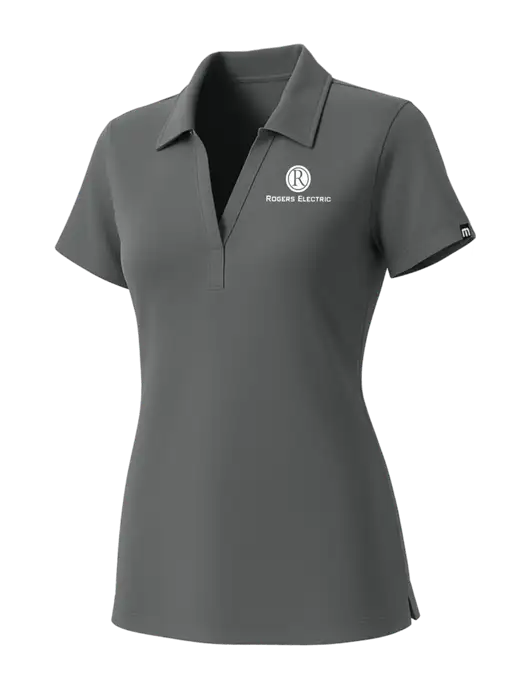 TravisMathew Womens Grey Glenview Solid Polo w/Rogers Electric Logo