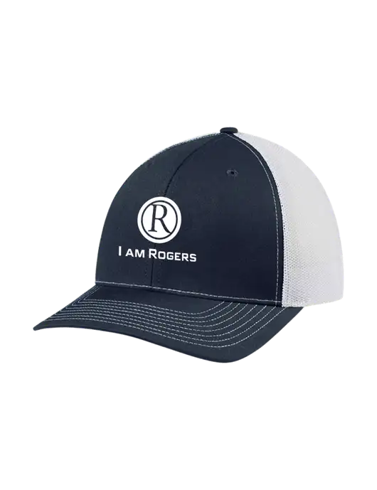 Richardson Adjustable Snapback Original 112 Trucker Cap Navy w/White Mesh w/I am Rogers Logo