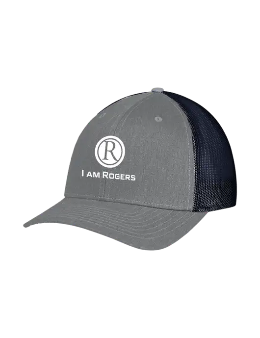Richardson Adjustable Snapback Original 112 Trucker Cap Heather Grey w/Navy Mesh w/I am Rogers Logo