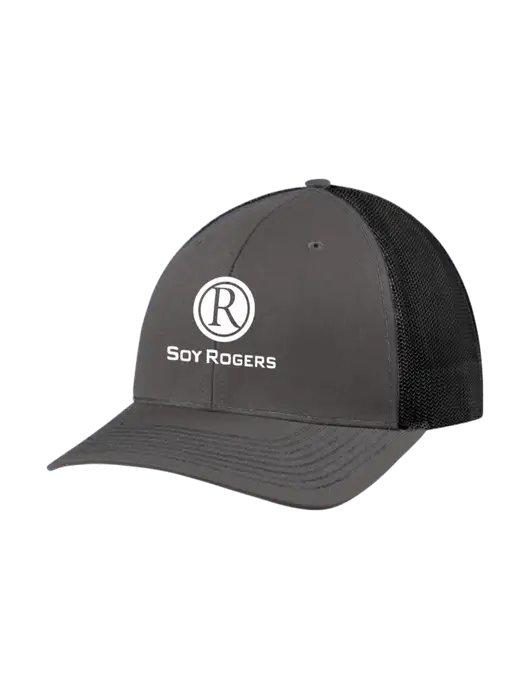 Richardson Adjustable Snapback Original 112 Trucker Cap Dark Grey w/Black Mesh w/Soy Rogers Logo