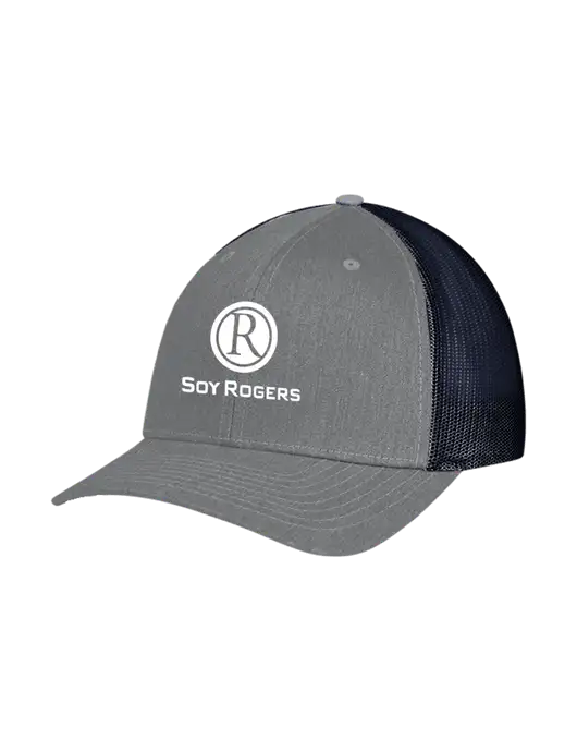 Richardson Adjustable Snapback Original 112 Trucker Cap Heather Grey w/Navy Mesh w/Soy Rogers Logo