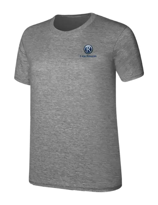 Womens Ring Spun Light Grey Heather 4.5 oz T-Shirt w/I am Rogers Logo