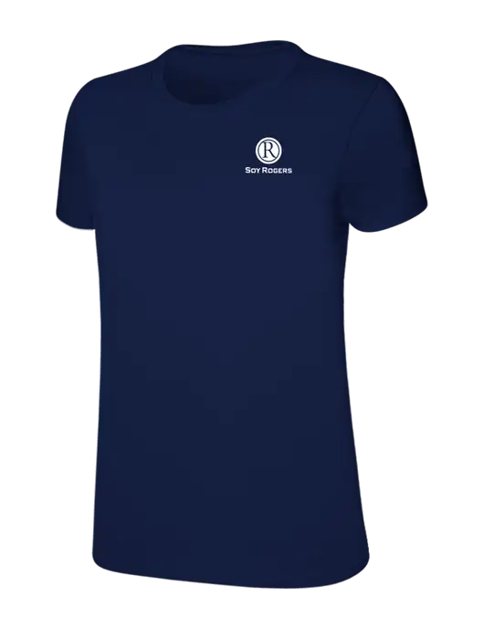 Womens Ring Spun Navy 4.5 oz T-Shirt w/Soy Rogers Logo