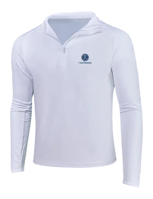 White Sport Wick Stretch 1/4 Zip Pullover w/I am Rogers Logo