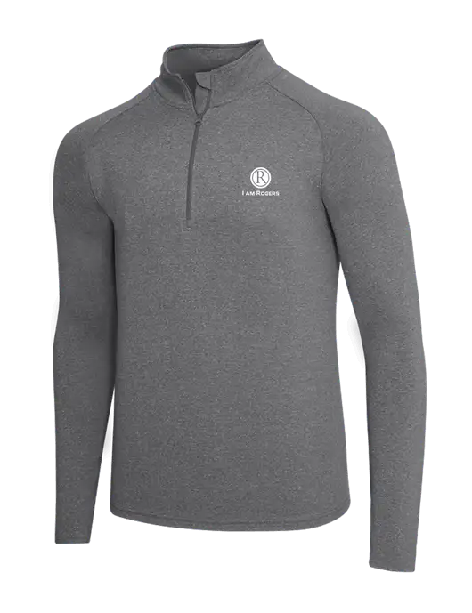 Dark Grey Heather Sport Wick Stretch 1/4 Zip Pullover w/I am Rogers Logo