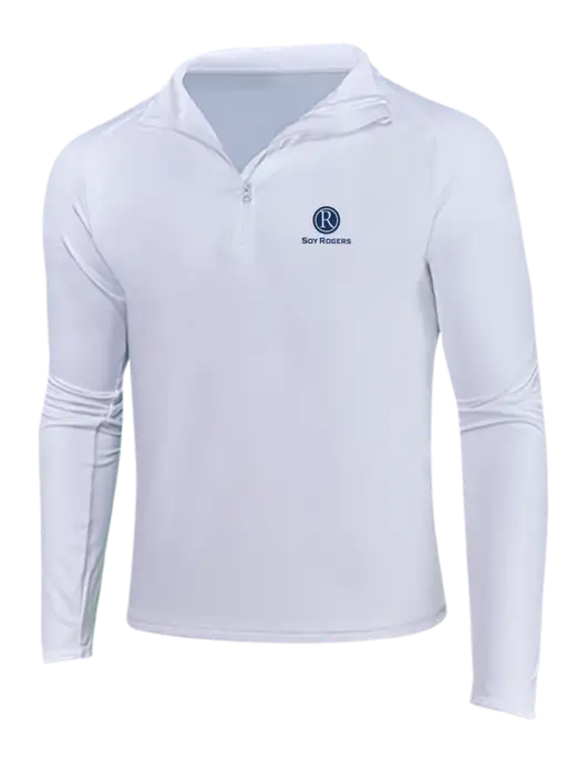 White Sport Wick Stretch 1/4 Zip Pullover w/Soy Rogers Logo