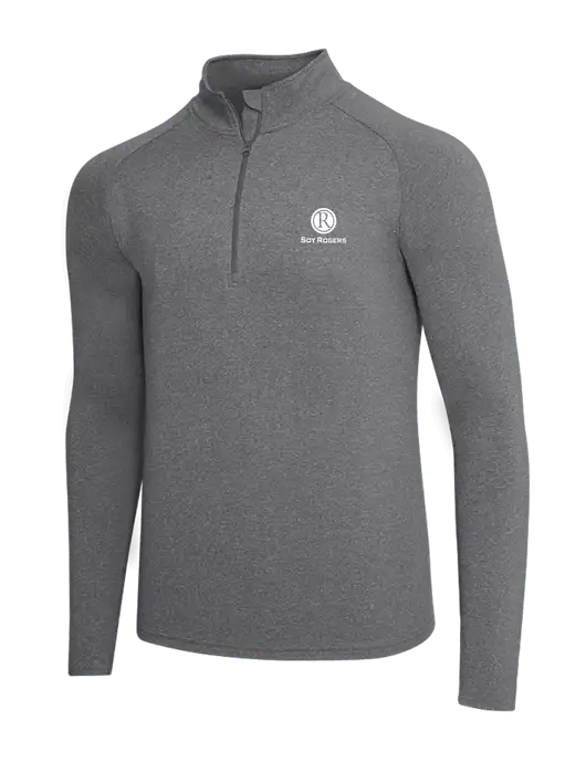 Dark Grey Heather Sport Wick Stretch 1/4 Zip Pullover w/Soy Rogers Logo