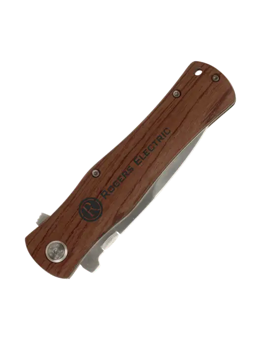 Wood Handle Knife w/Rogers Electric Logo