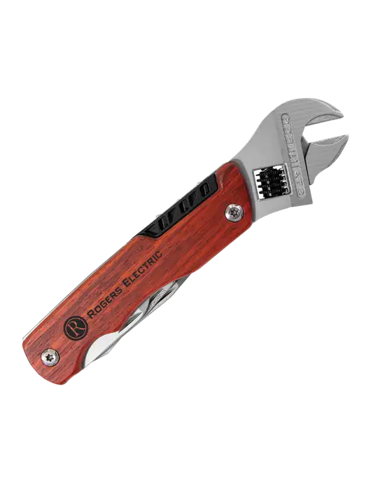 Wood Handle Wrench Multi Tool with Case w/Rogers Electric Logo