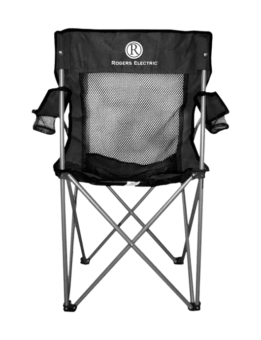 Titan Black/Black Mesh Folding Chair w/Rogers Electric Logo