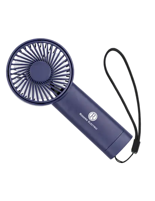 Airpulse 3-Speed Rechargeable Navy Fan w/Rogers Electric Logo