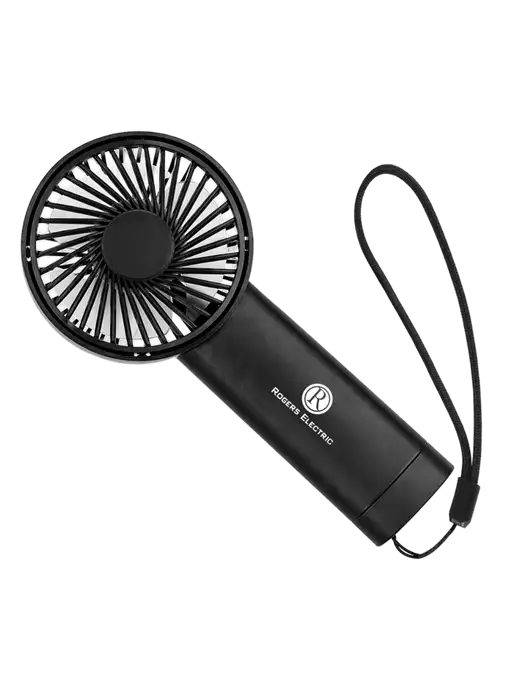 Airpulse 3-Speed Rechargeable Black Fan w/Rogers Electric Logo