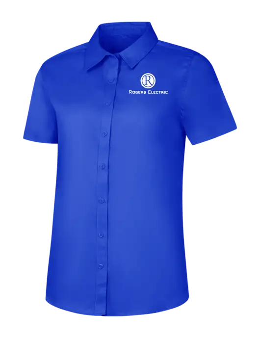Womens Short Sleeve Dark Royal Superpro React Twill Shirt w/Rogers Electric Logo
