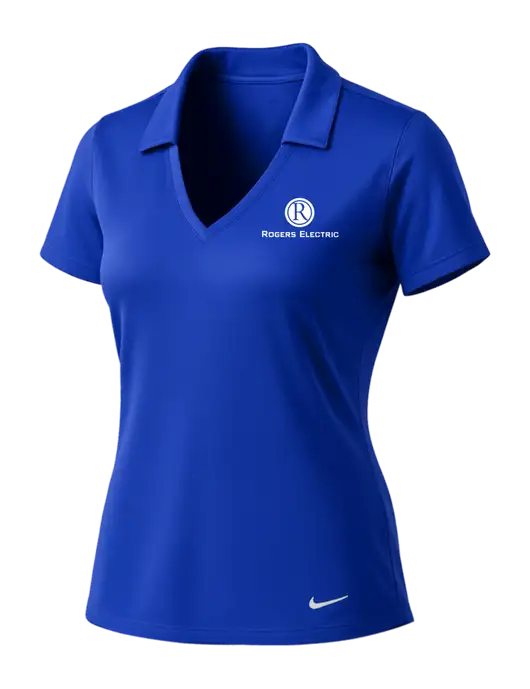 NIKE Dark Royal Womens Dri-Fit Vertical Mesh Polo w/Rogers Electric Logo