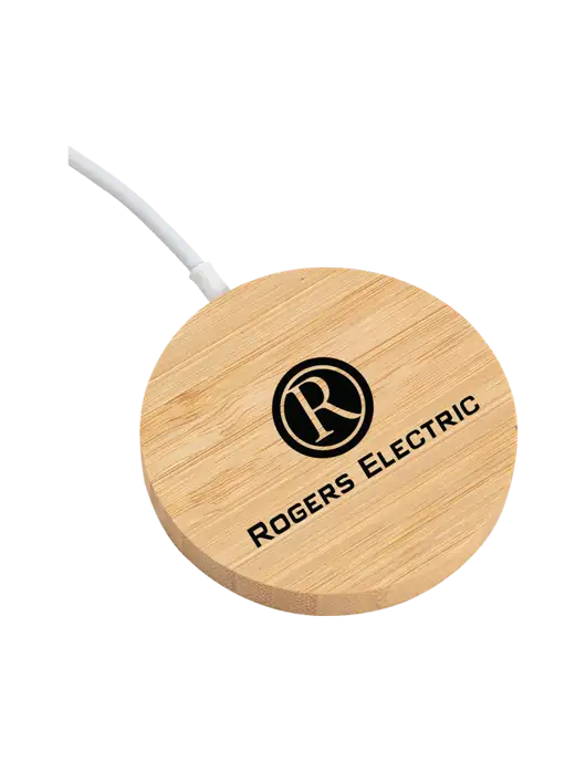 Bamboo Charging Pad w/Rogers Electric Logo
