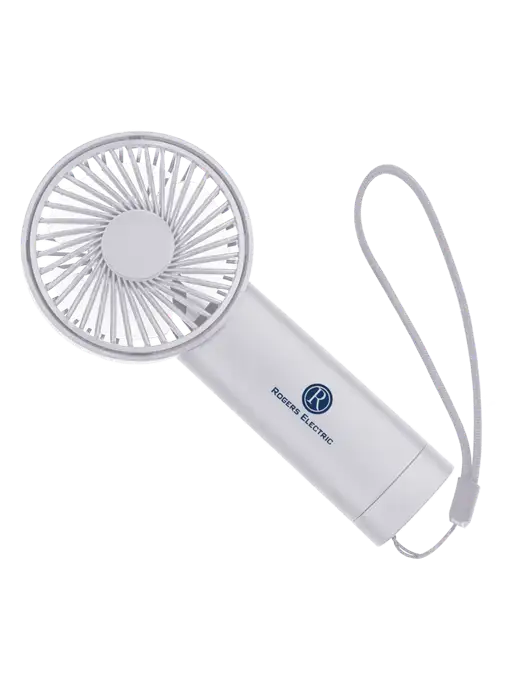 Airpulse 3-Speed Rechargeable White Fan w/Rogers Electric Logo