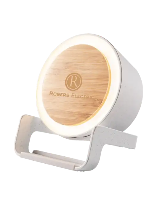 Eco Bamboo Bluetooth Speaker & Wireless Phone Charger  w/Rogers Electric Logo