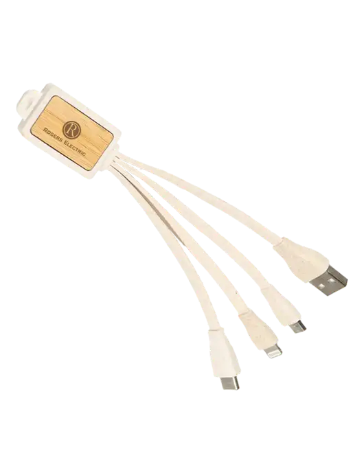 Naturewire Bamboo Charging Cable Micro USB & Type C w/Rogers Electric Logo