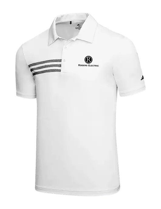 Adidas White 3 Stripes Chest Polo w/Rogers Electric Logo