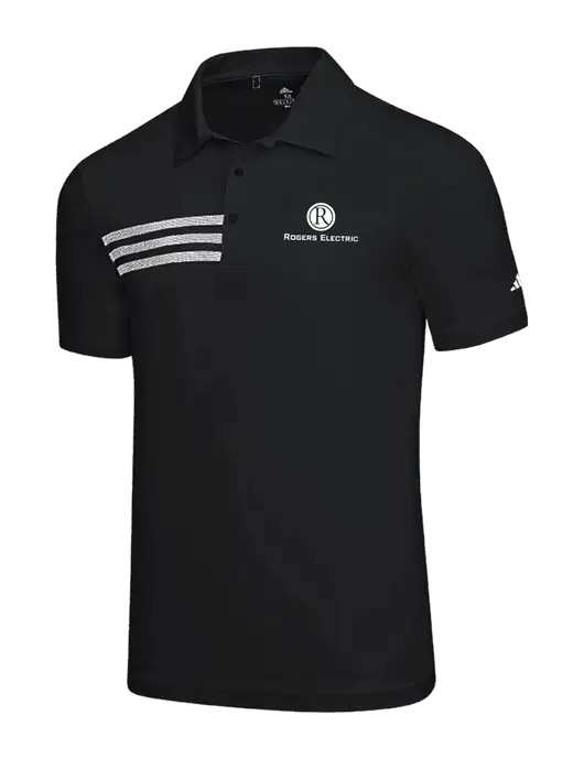 Adidas Black 3 Stripes Chest Polo w/Rogers Electric Logo