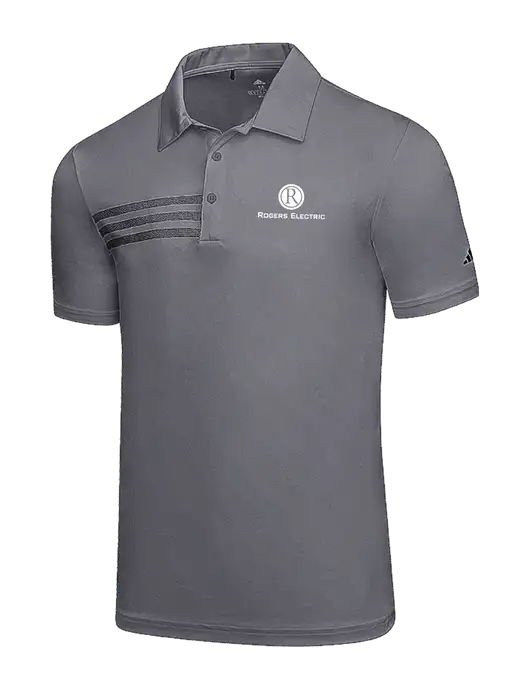 Adidas Medium Grey 3 Stripes Chest Polo w/Rogers Electric Logo