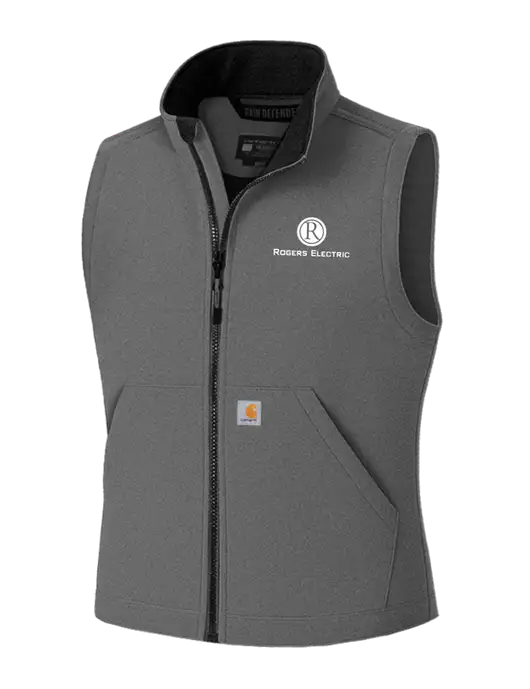 Carhartt Rain Defender Dark Medium Grey Soft Shell Vest w/Rogers Electric Logo