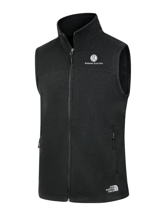 North Face Black Heather Sweater Fleece Vest  w/Rogers Electric Logo