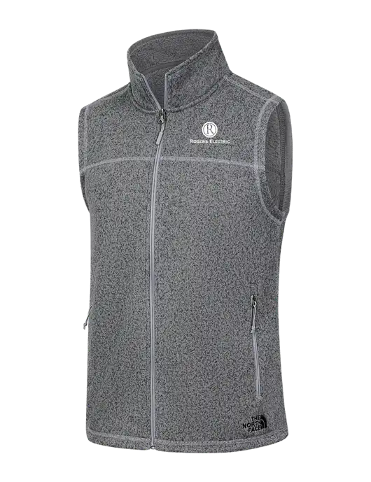 North Face Medium Grey Heather Sweater Fleece Vest w/Rogers Electric Logo