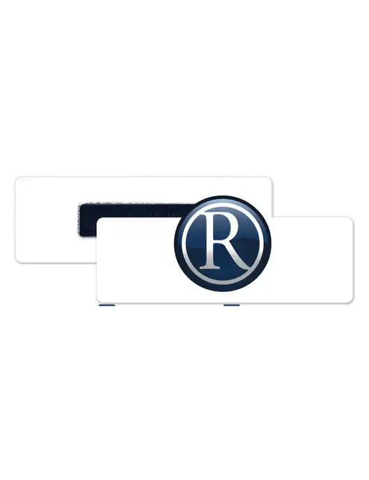 3" x 1" White Plastic Name Badge & Magnet w/Rogers Electric Logo