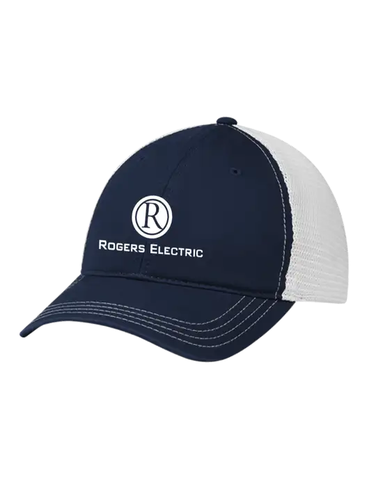 Richardson 111 Garment Washed Trucker Cap Navy w/White Mesh w/Rogers Electric Logo