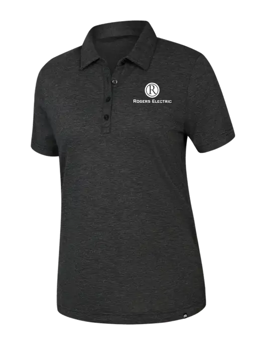TravisMathew Womens Black Heather Sunnyvale Polo w/Rogers Electric Logo