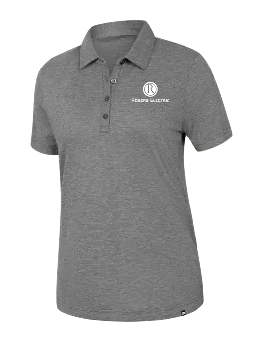 TravisMathew Womens Dark Grey Heather Sunnyvale Polo w/Rogers Electric Logo