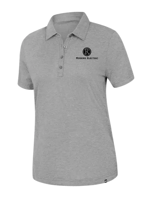 TravisMathew Womens Light Grey Heather Sunnyvale Polo w/Rogers Electric Logo