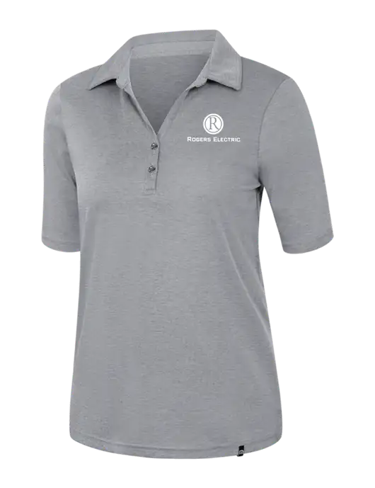 TravisMathew Womens Medium Grey Heather Sunsetters Polo w/Rogers Electric Logo