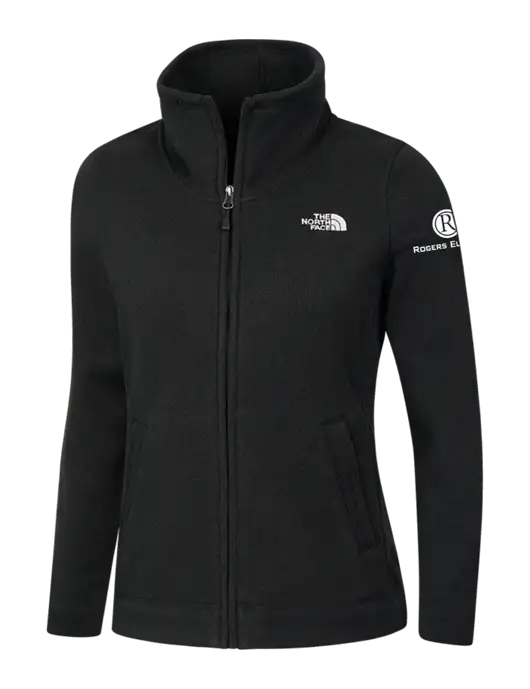 North Face Womens Black Heather Sweater Fleece Jacket w/Rogers Electric Logo