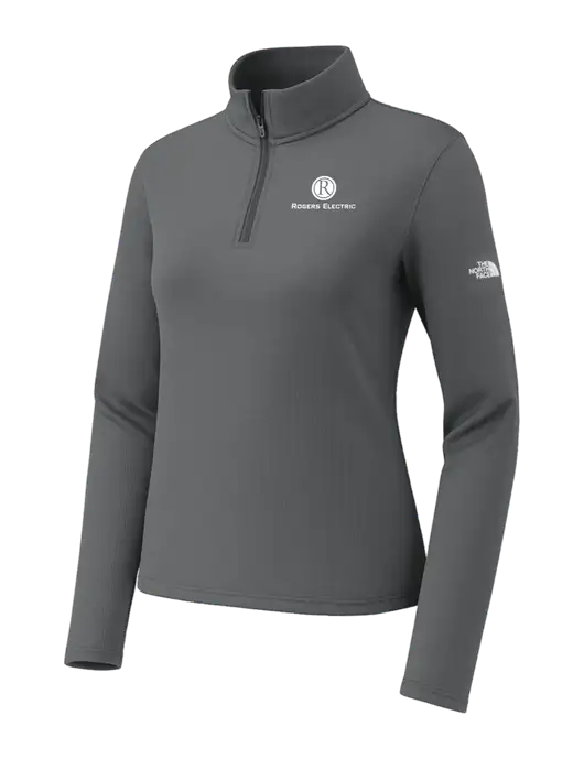 The North Face Womens Aim 1/4-Zip Dark Medium Grey Fleece w/Rogers Electric Logo