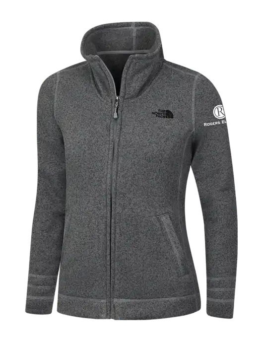 North Face Womens Medium Grey Heather Sweater Fleece Jacket w/Rogers Electric Logo