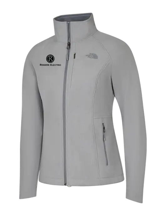 North Face Womens Light Grey Heather Apex Barrier Soft Shell Jacket  w/Rogers Electric Logo
