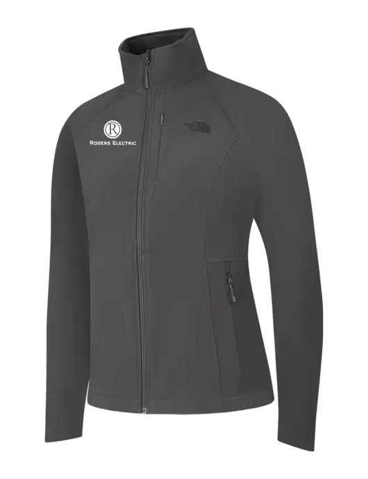 North Face Womens Medium Grey Apex Barrier Soft Shell Jacket  w/Rogers Electric Logo