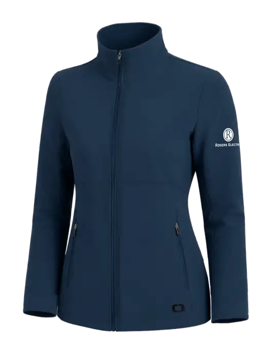 OGIO Womens Dark Navy Kinetic Soft Shell Jacket w/Rogers Electric Logo