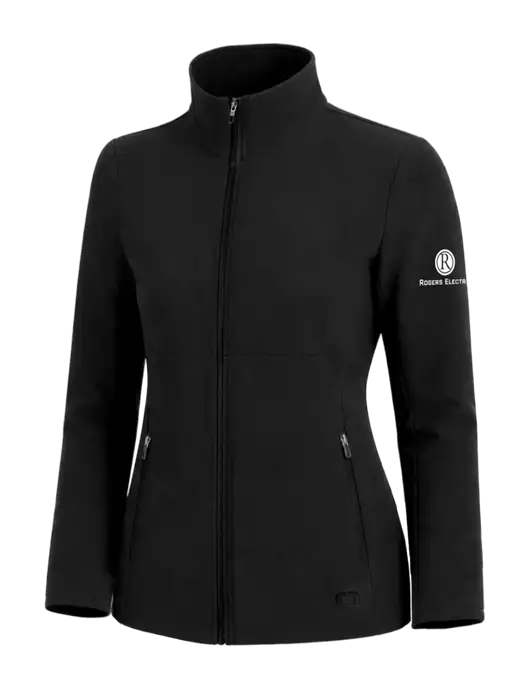 OGIO Womens Black Kinetic Soft Shell Jacket w/Rogers Electric Logo