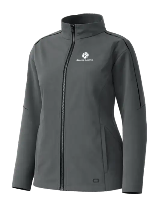 OGIO Womens Commuter Full-Zip Soft Shell Dark Grey Jacket w/Rogers Electric Logo