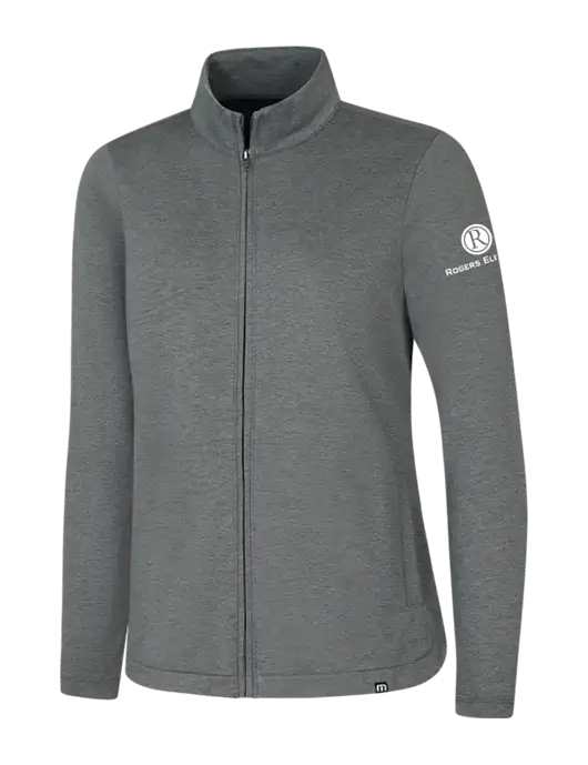 TravisMathew Womens Dark Grey Heather Coveside Full-Zip w/Rogers Electric Logo
