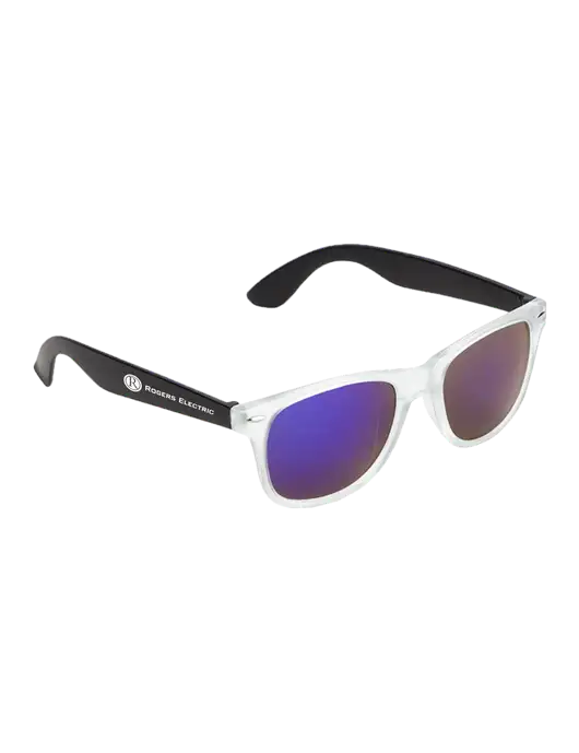Key West Black Mirrored Sunglasses w/Rogers Electric Logo