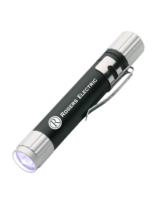 Black Aluminum LED Penlight w/Rogers Electric Logo